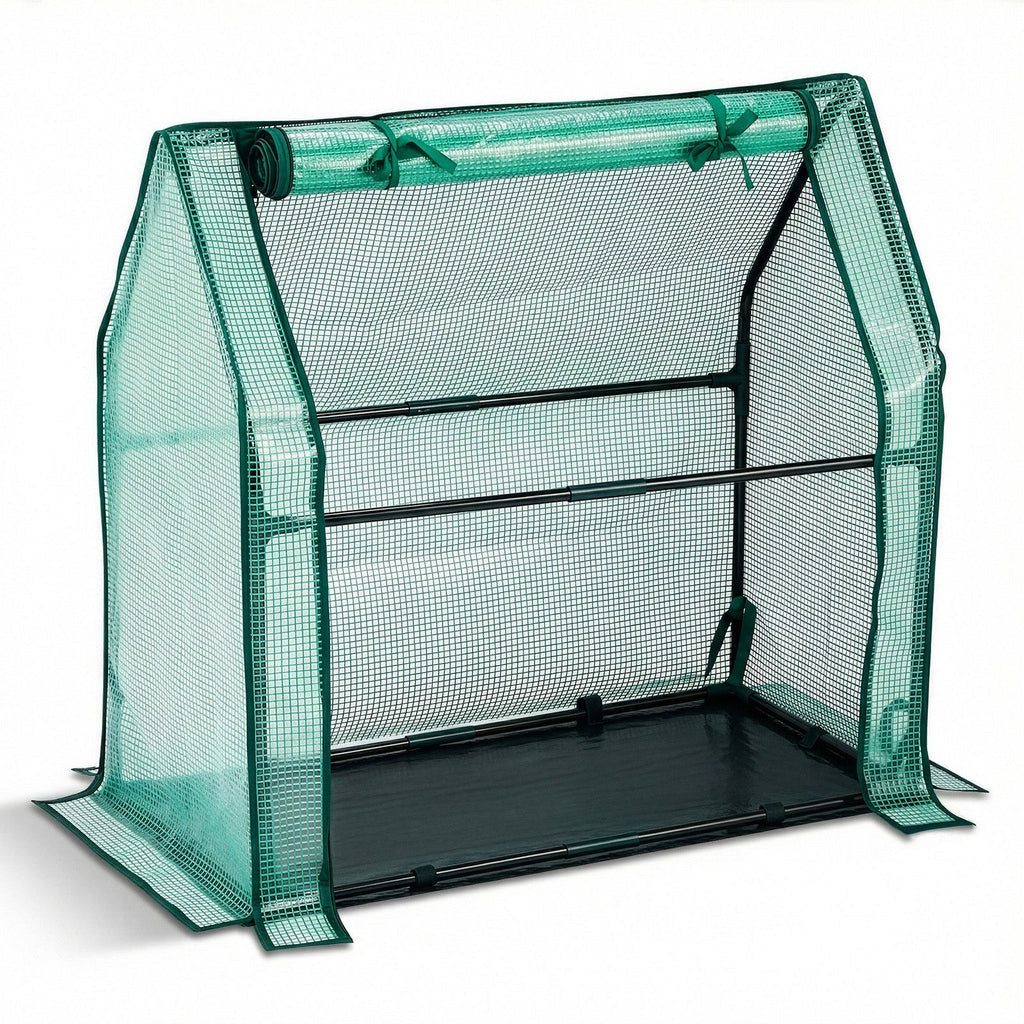 Mini Greenhouse with PE Cover, Indoor Outdoor Plant Gardening Green House for Garden Backyard, 36*18*33in, Green