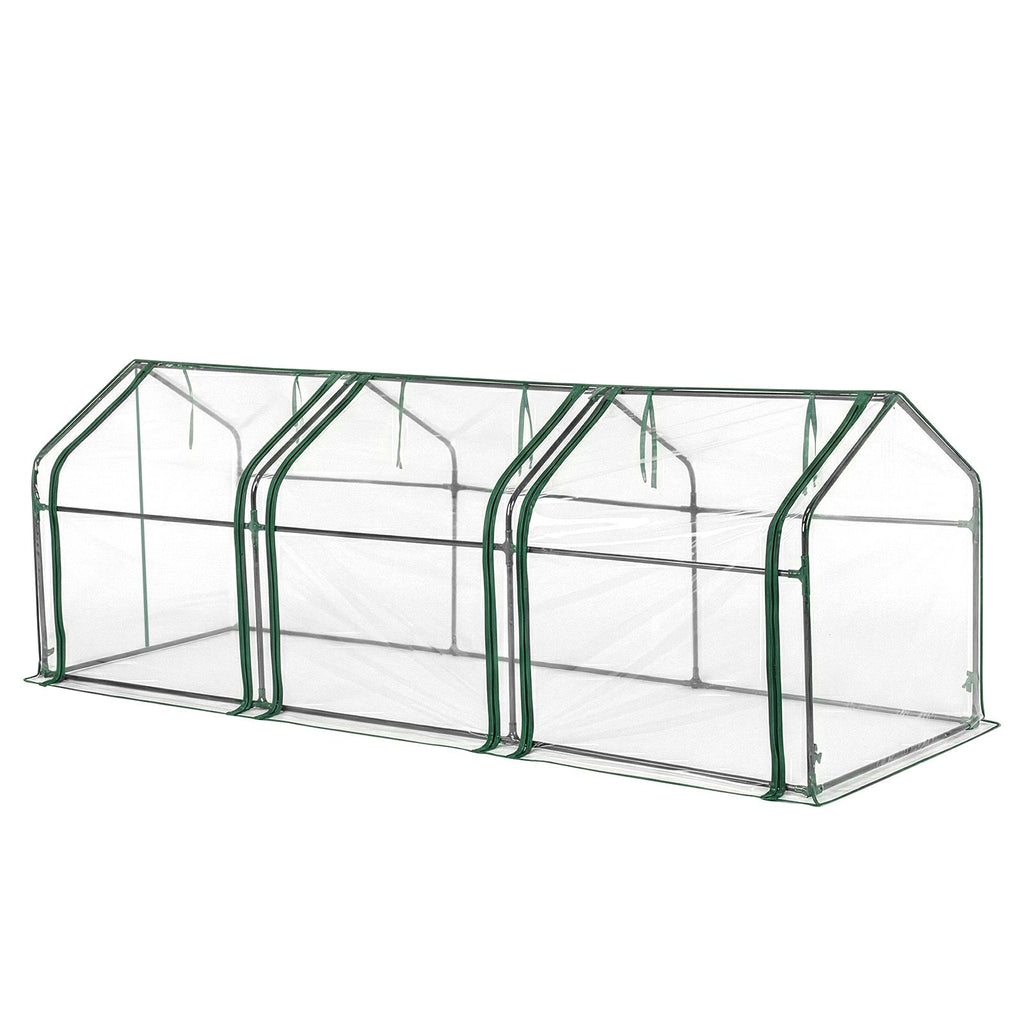 Mini Greenhouse with PVC Cover, Indoor Outdoor Plant Gardening Green House for Garden Backyard, 106*36*36in, White