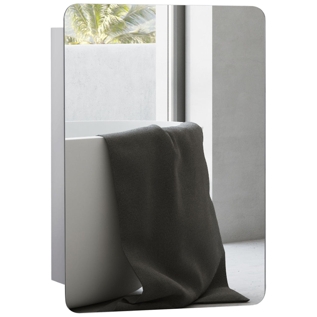 Mirrored Wall Organizer: 18"x26" Stainless Steel Medicine Cabinet with 3-Tier Shelf & Sliding Door