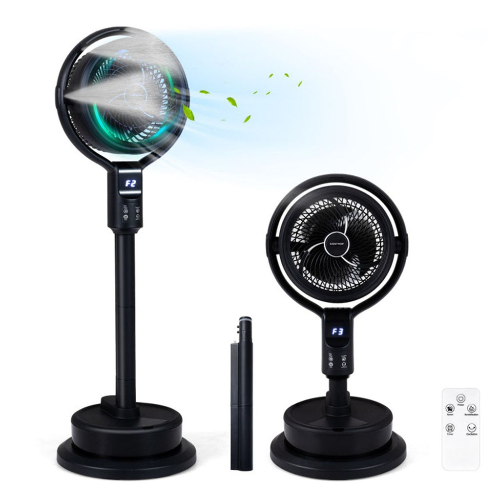Misting Pedestal Fan with 0.5 Gal Tank, 900 CFM Adjustable Height Standing Fan for Indoor & Outdoor