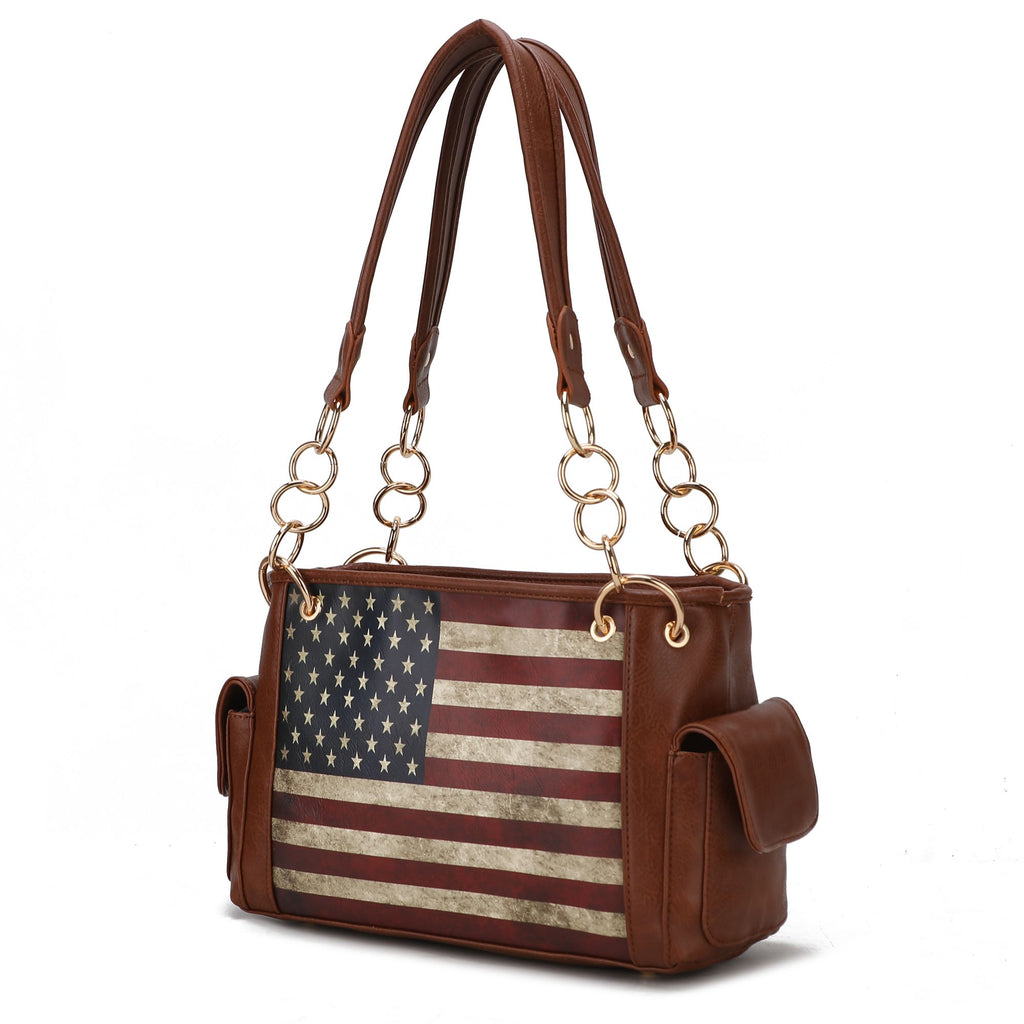 MKF Collection Alaina Vegan Leather Women Flag Shoulder Bag by Mia K