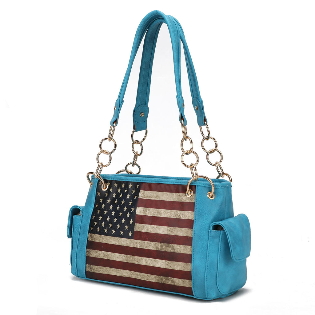 MKF Collection Alaina Vegan Leather Women Flag Shoulder Bag by Mia K