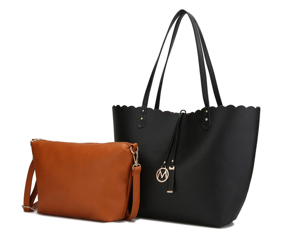 MKF Collection Amahia Vegan Leather Women Reversible Shopper Tote Bag with Crossbody Pouch by Mia K