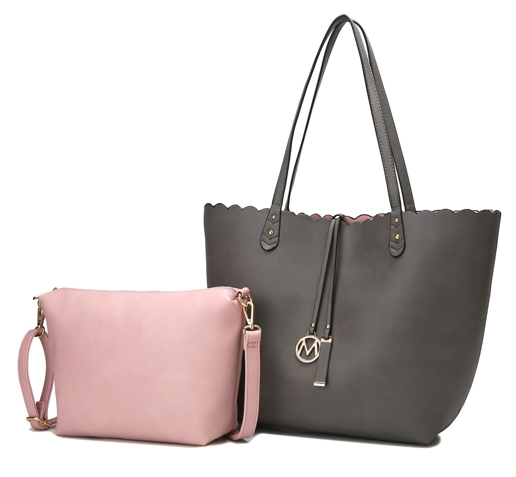 MKF Collection Amahia Vegan Leather Women Reversible Shopper Tote Bag with Crossbody Pouch by Mia K