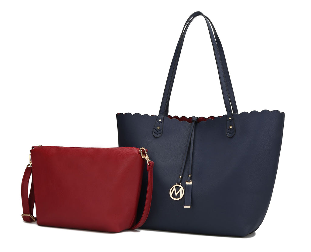 MKF Collection Amahia Vegan Leather Women Reversible Shopper Tote Bag with Crossbody Pouch by Mia K