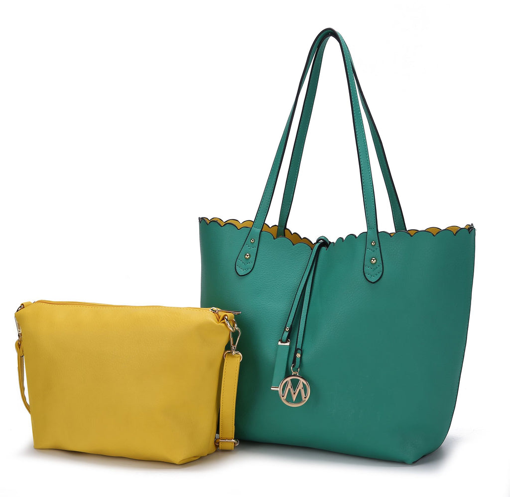MKF Collection Amahia Vegan Leather Women Reversible Shopper Tote Bag with Crossbody Pouch by Mia K