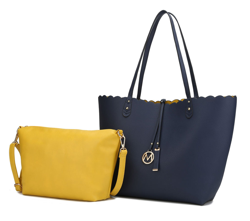 MKF Collection Amahia Vegan Leather Women Reversible Shopper Tote Bag with Crossbody Pouch by Mia K