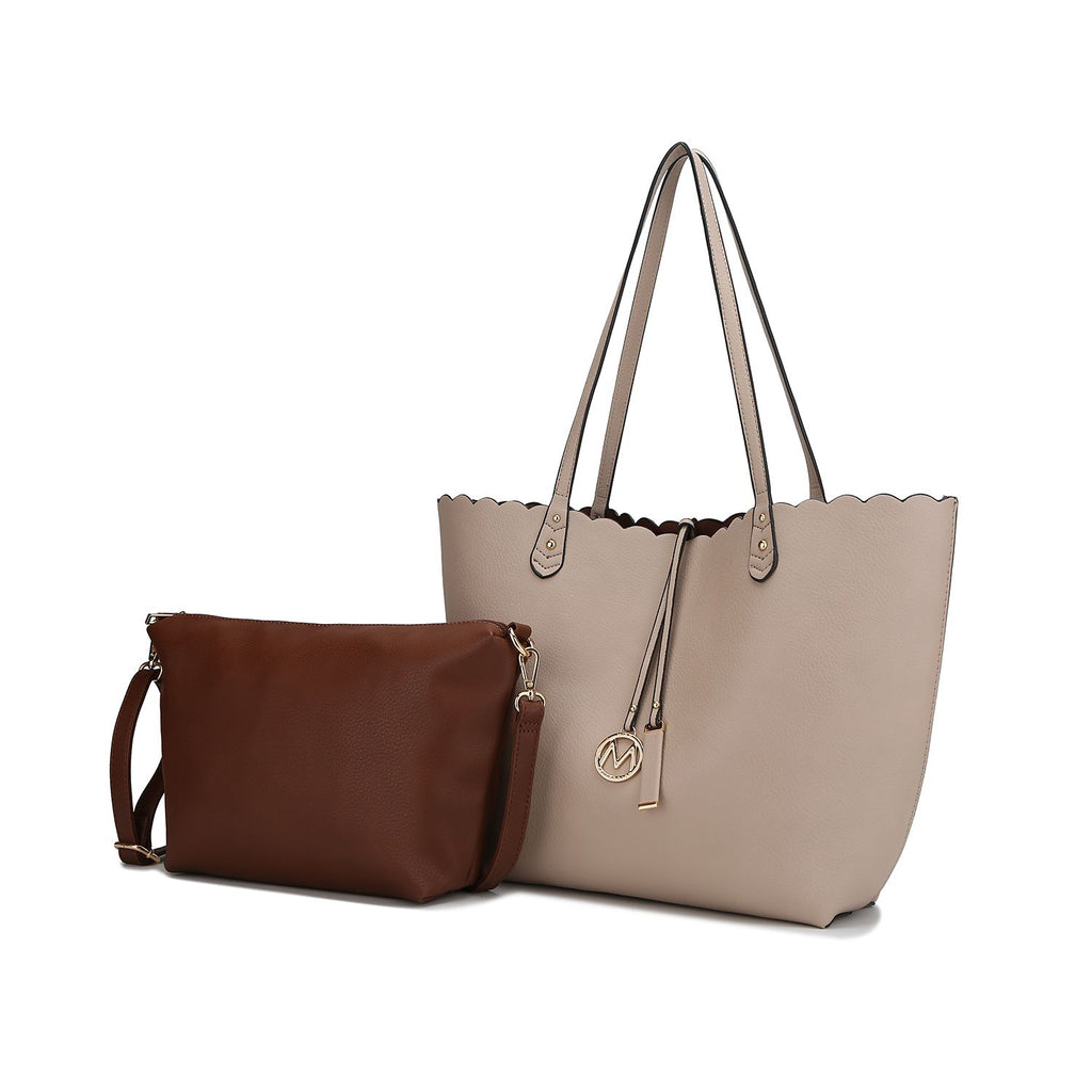 MKF Collection Amahia Vegan Leather Women Reversible Shopper Tote Bag with Crossbody Pouch by Mia K