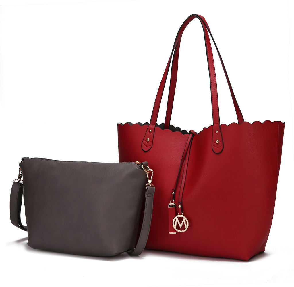 MKF Collection Amahia Vegan Leather Women Reversible Shopper Tote Bag with Crossbody Pouch by Mia K