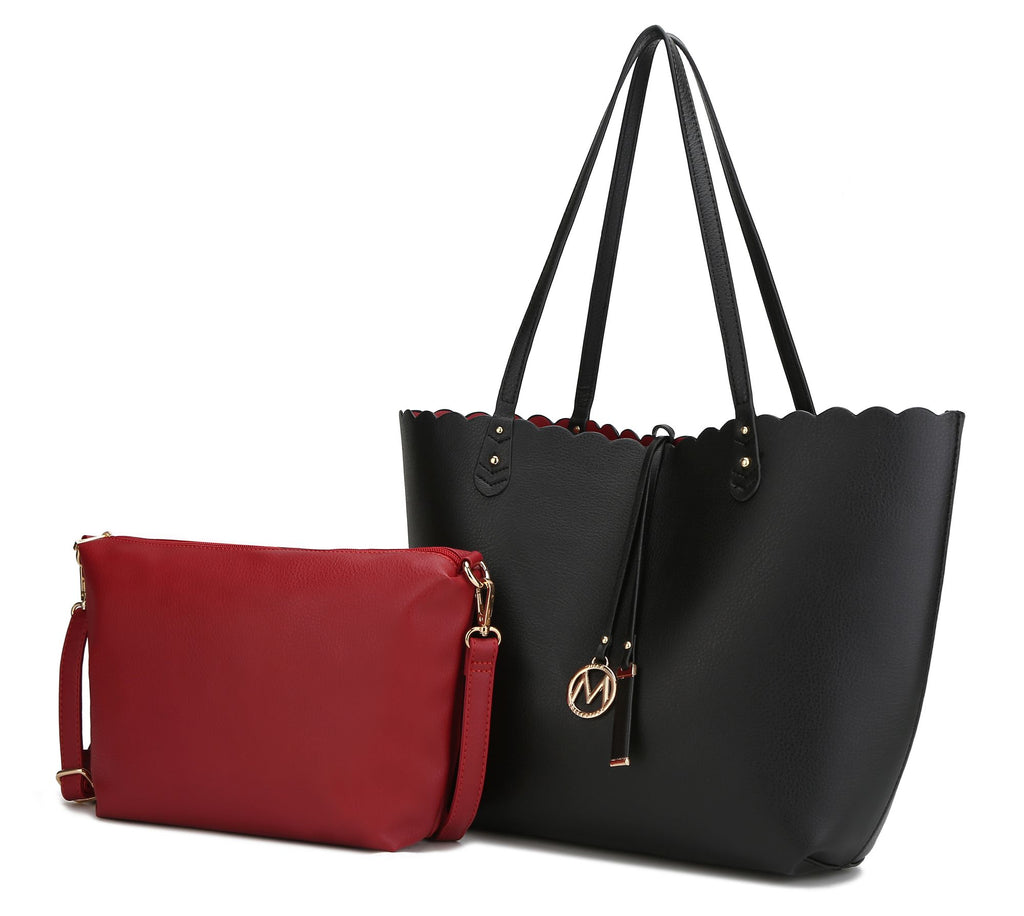 MKF Collection Amahia Vegan Leather Women Reversible Shopper Tote Bag with Crossbody Pouch by Mia K