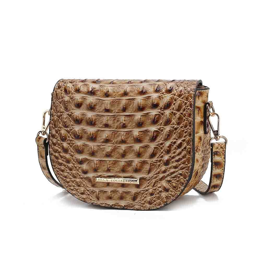MKF Collection Amalia Crossbody Bag Croc-Embossed Shoulder Bag by Mia K