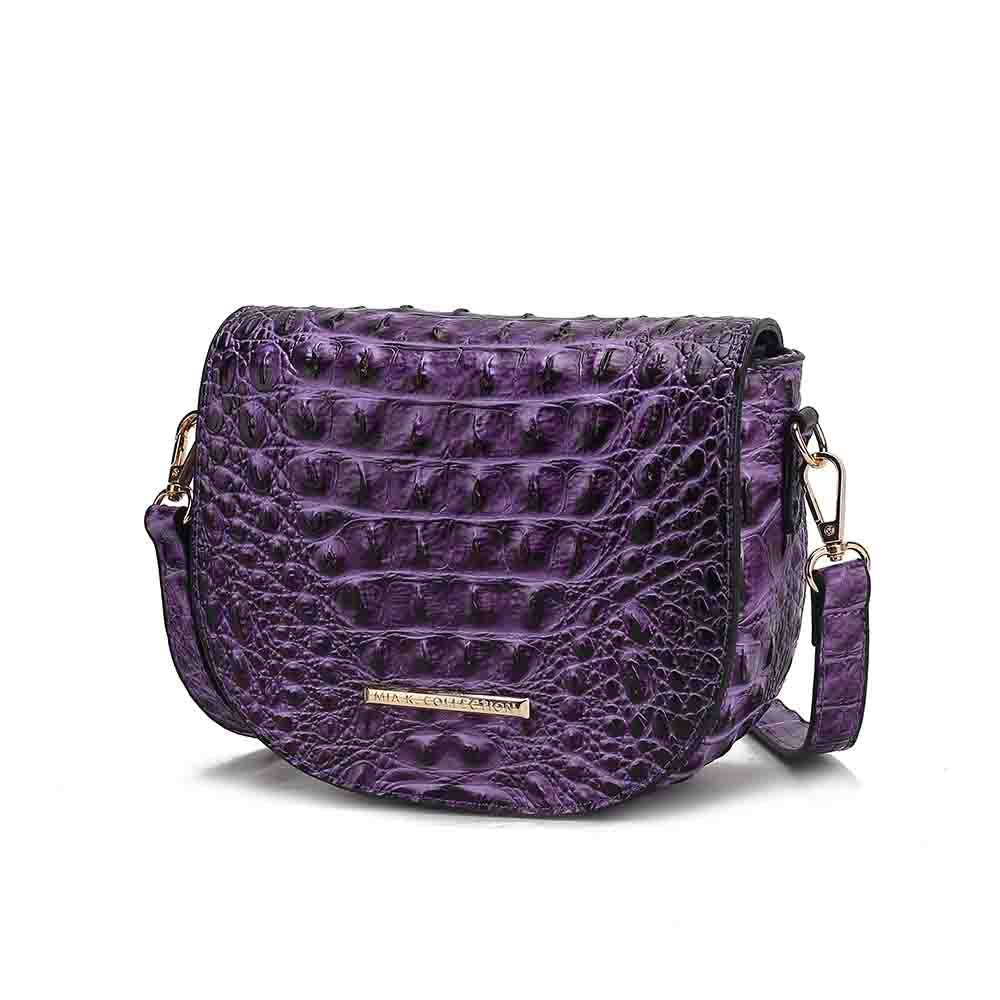 MKF Collection Amalia Crossbody Bag Croc-Embossed Shoulder Bag by Mia K