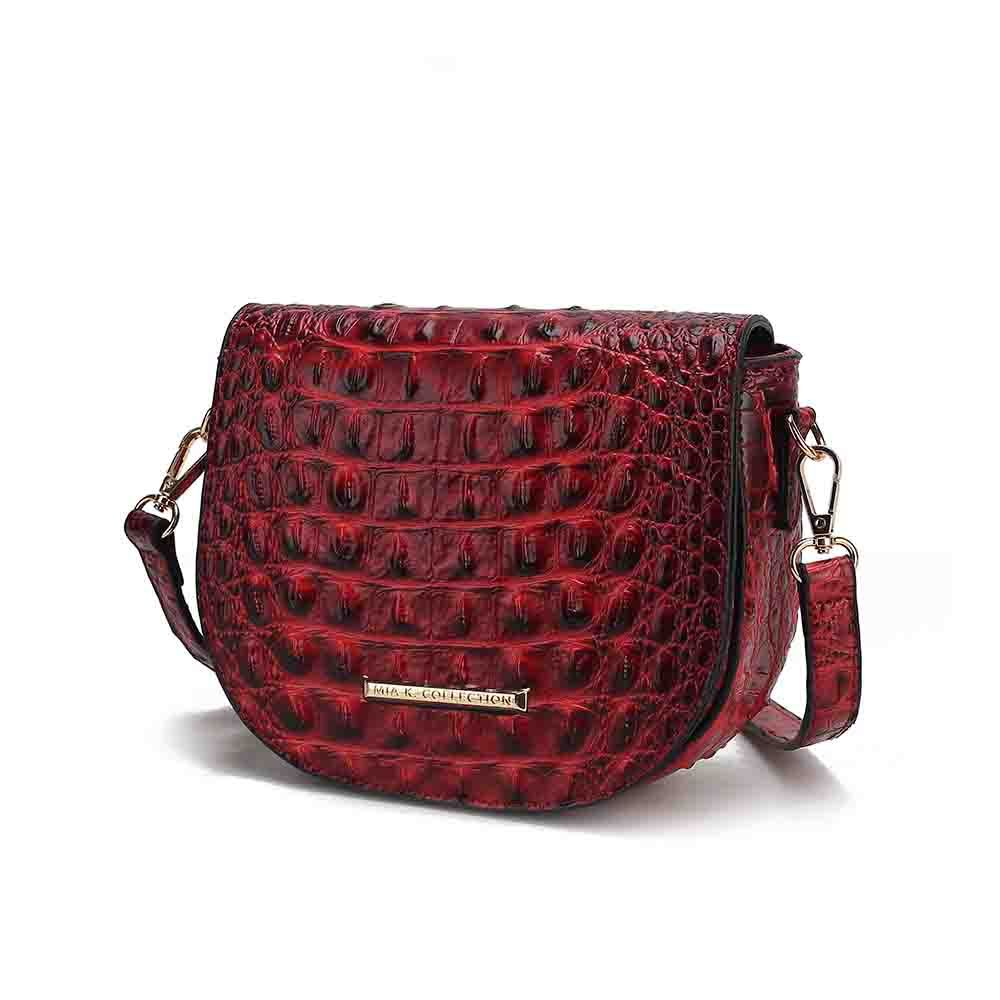 MKF Collection Amalia Crossbody Bag Croc-Embossed Shoulder Bag by Mia K