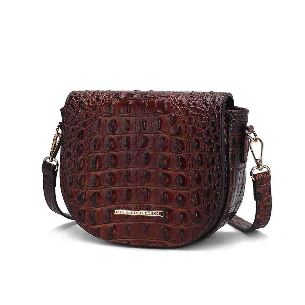 MKF Collection Amalia Crossbody Bag Croc-Embossed Shoulder Bag by Mia K