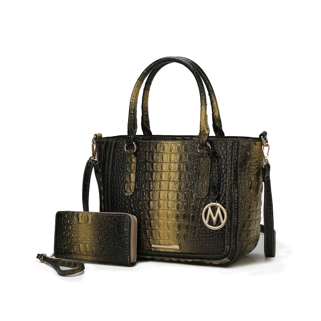 MKF Collection Aphelia Croc-Embossed Satchel Bag with Wallet by Mia K