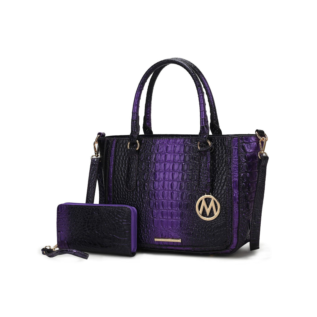 MKF Collection Aphelia Croc-Embossed Satchel Bag with Wallet by Mia K