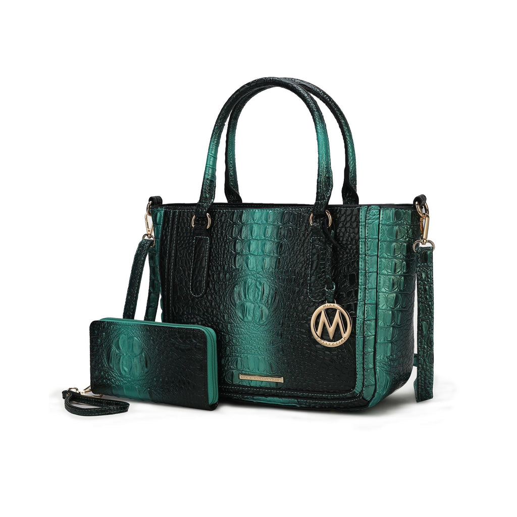 MKF Collection Aphelia Croc-Embossed Satchel Bag with Wallet by Mia K