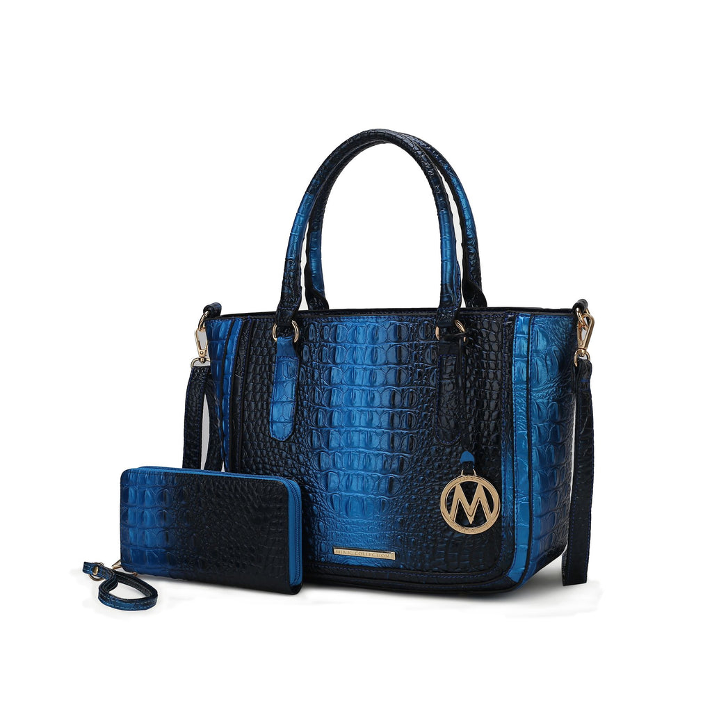 MKF Collection Aphelia Croc-Embossed Satchel Bag with Wallet by Mia K