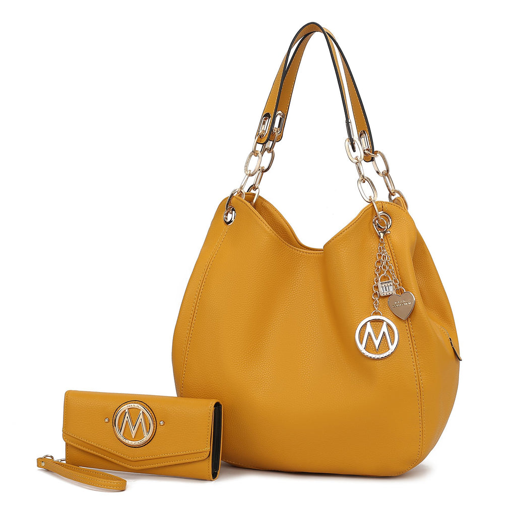 MKF Collection Ashley Vegan Leather Women's Hobo Shoulder Bag with Wallet- 2 pieces by Mia k