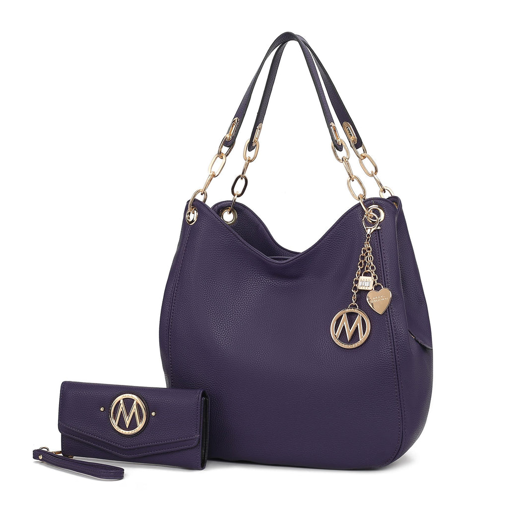 MKF Collection Ashley Vegan Leather Women's Hobo Shoulder Bag with Wallet- 2 pieces by Mia k