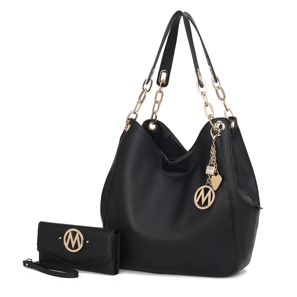MKF Collection Ashley Vegan Leather Women's Hobo Shoulder Bag with Wallet- 2 pieces by Mia k