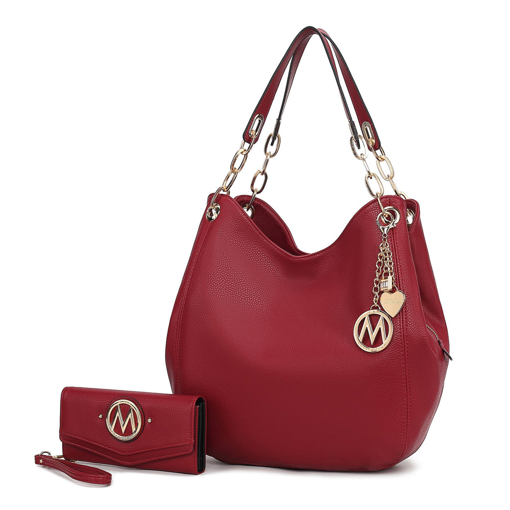 MKF Collection Ashley Vegan Leather Women's Hobo Shoulder Bag with Wallet- 2 pieces by Mia k