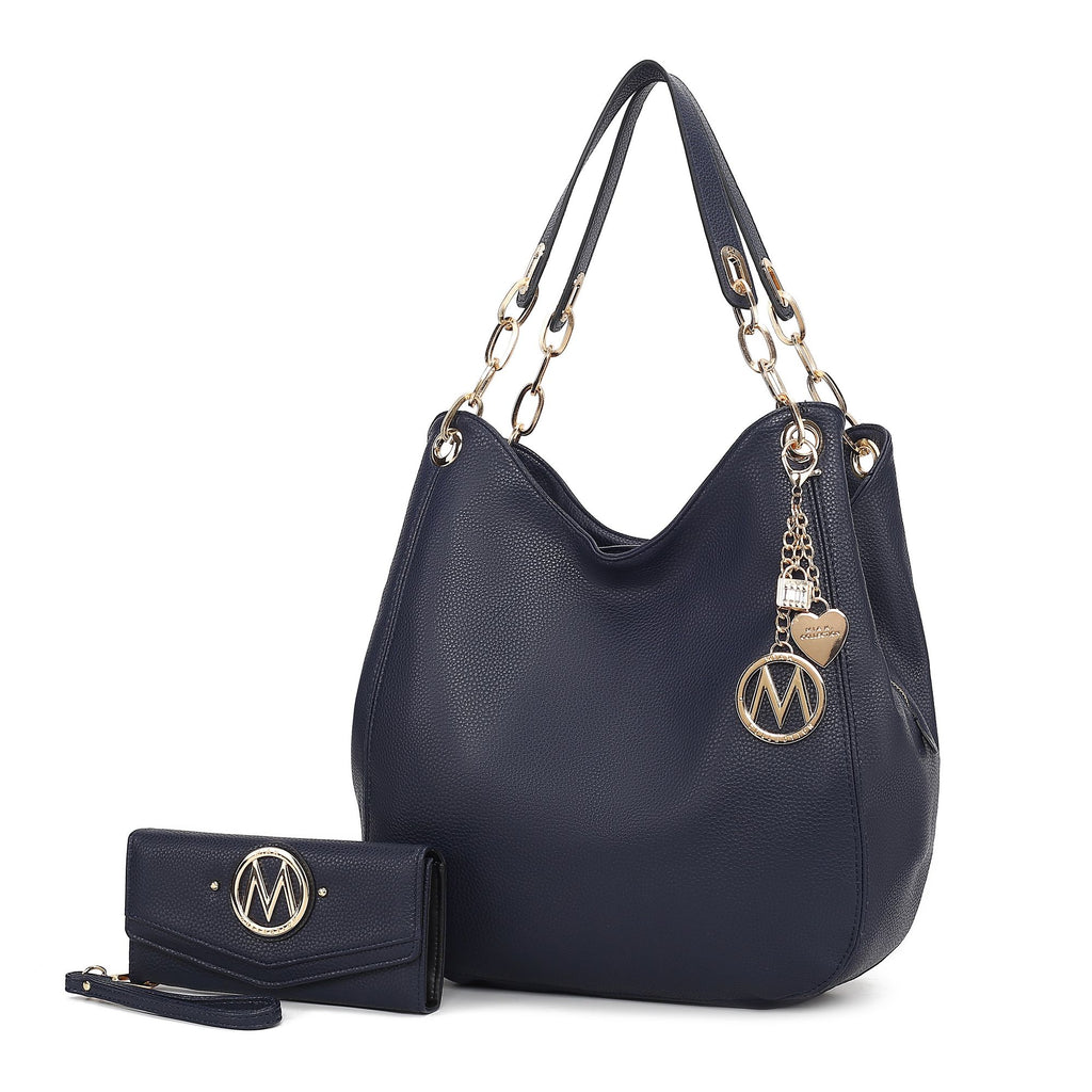 MKF Collection Ashley Vegan Leather Women's Hobo Shoulder Bag with Wallet- 2 pieces by Mia k