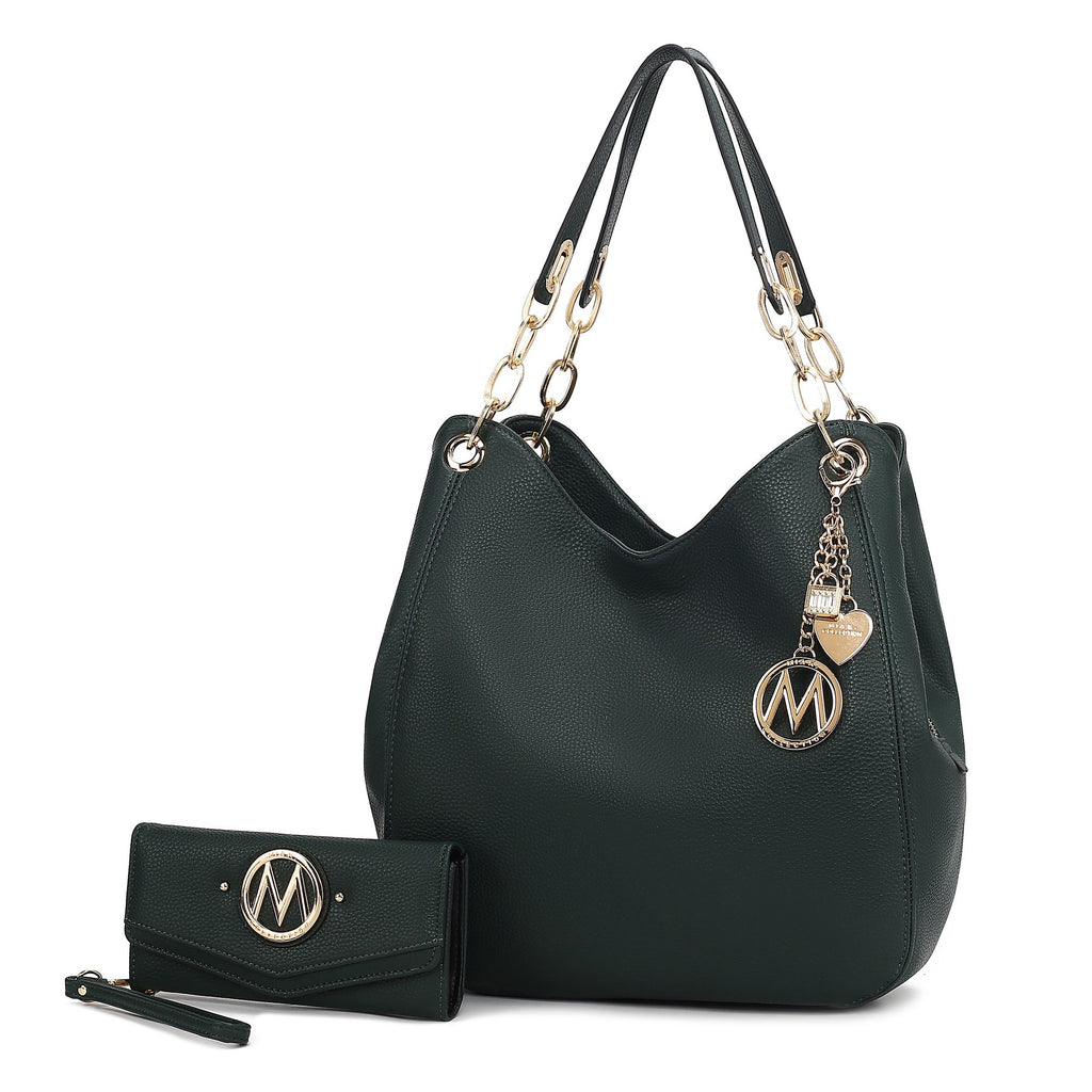 MKF Collection Ashley Vegan Leather Women's Hobo Shoulder Bag with Wallet- 2 pieces by Mia k