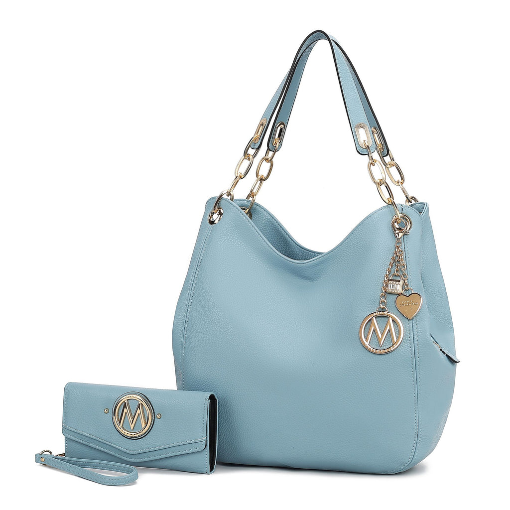 MKF Collection Ashley Vegan Leather Women's Hobo Shoulder Bag with Wallet- 2 pieces by Mia k