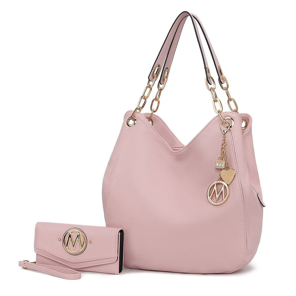 MKF Collection Ashley Vegan Leather Women's Hobo Shoulder Bag with Wallet- 2 pieces by Mia k