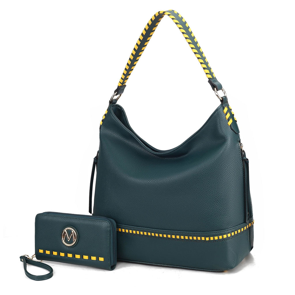 MKF Collection Blake Vegan Leather Women's Hobo Shoulder bag with Wallet by Mia K- 2 PCS