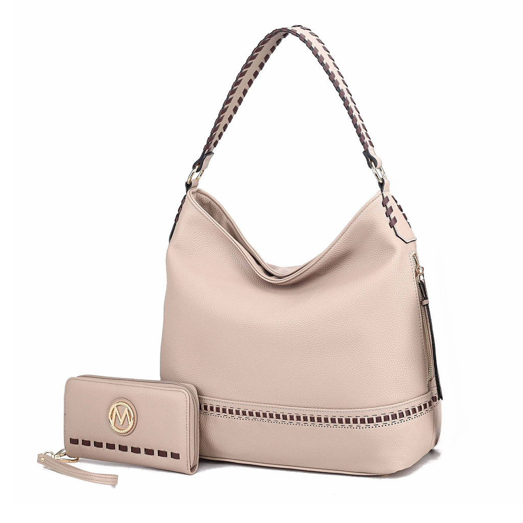 MKF Collection Blake Vegan Leather Women's Hobo Shoulder bag with Wallet by Mia K- 2 PCS
