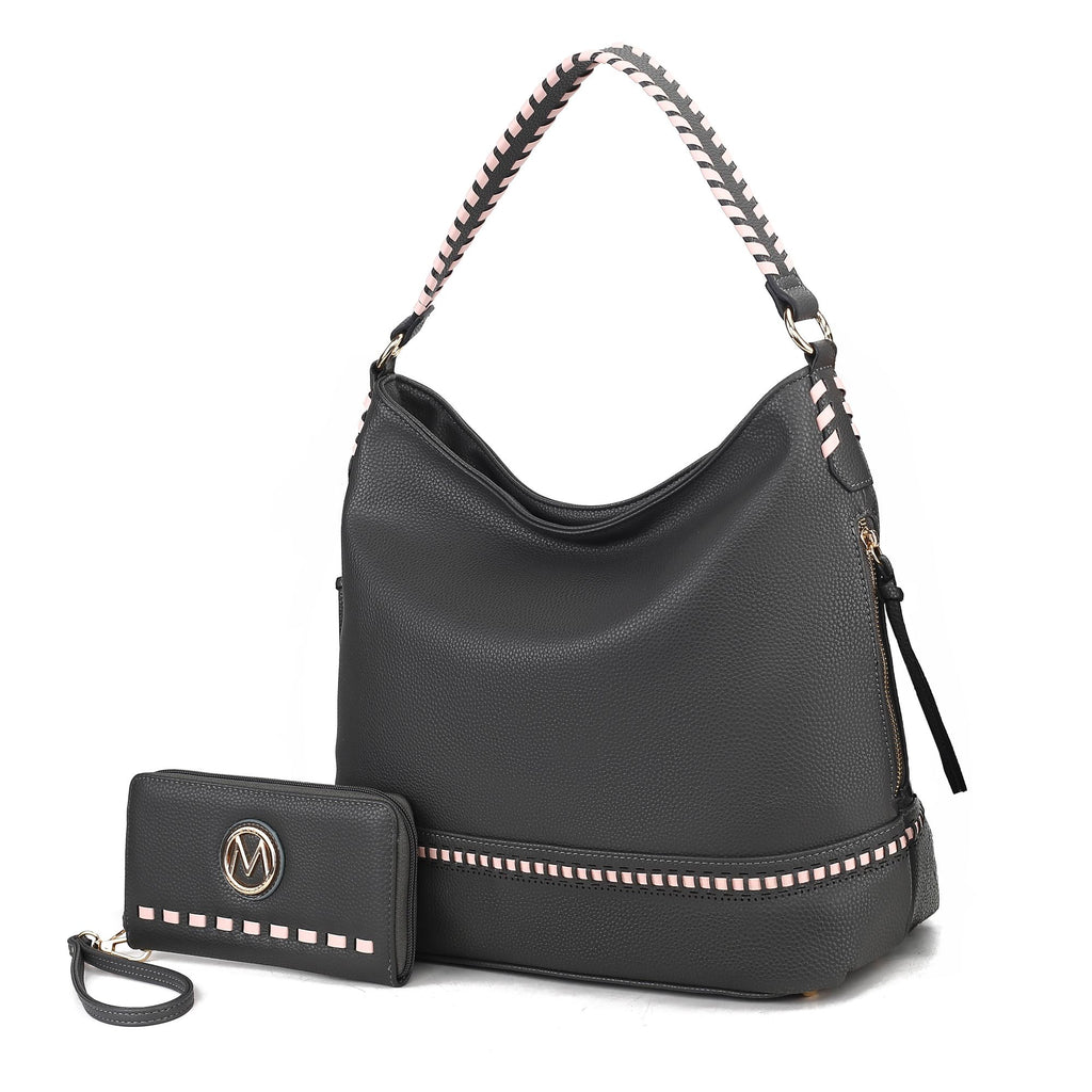 MKF Collection Blake Vegan Leather Women's Hobo Shoulder bag with Wallet by Mia K- 2 PCS