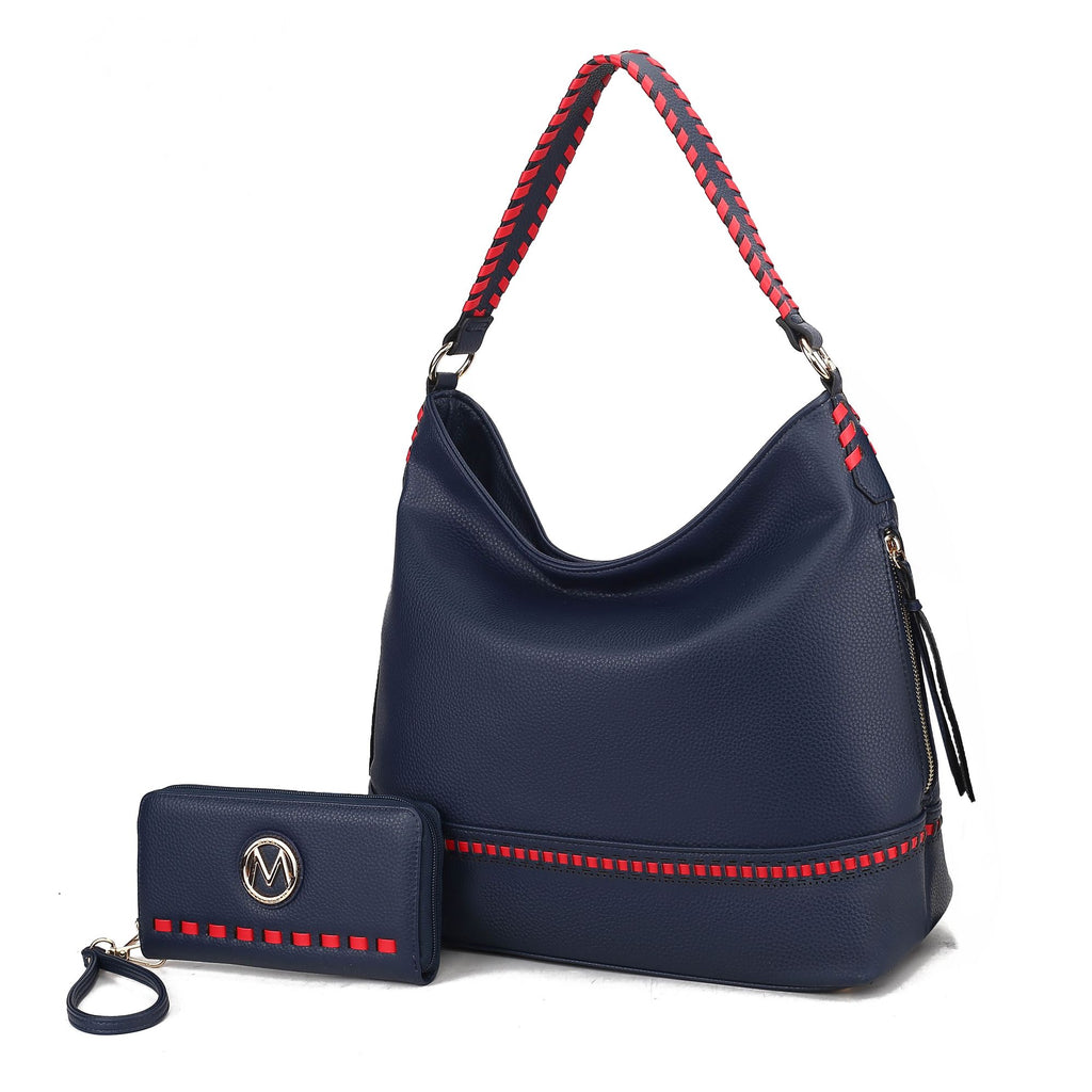 MKF Collection Blake Vegan Leather Women's Hobo Shoulder bag with Wallet by Mia K- 2 PCS