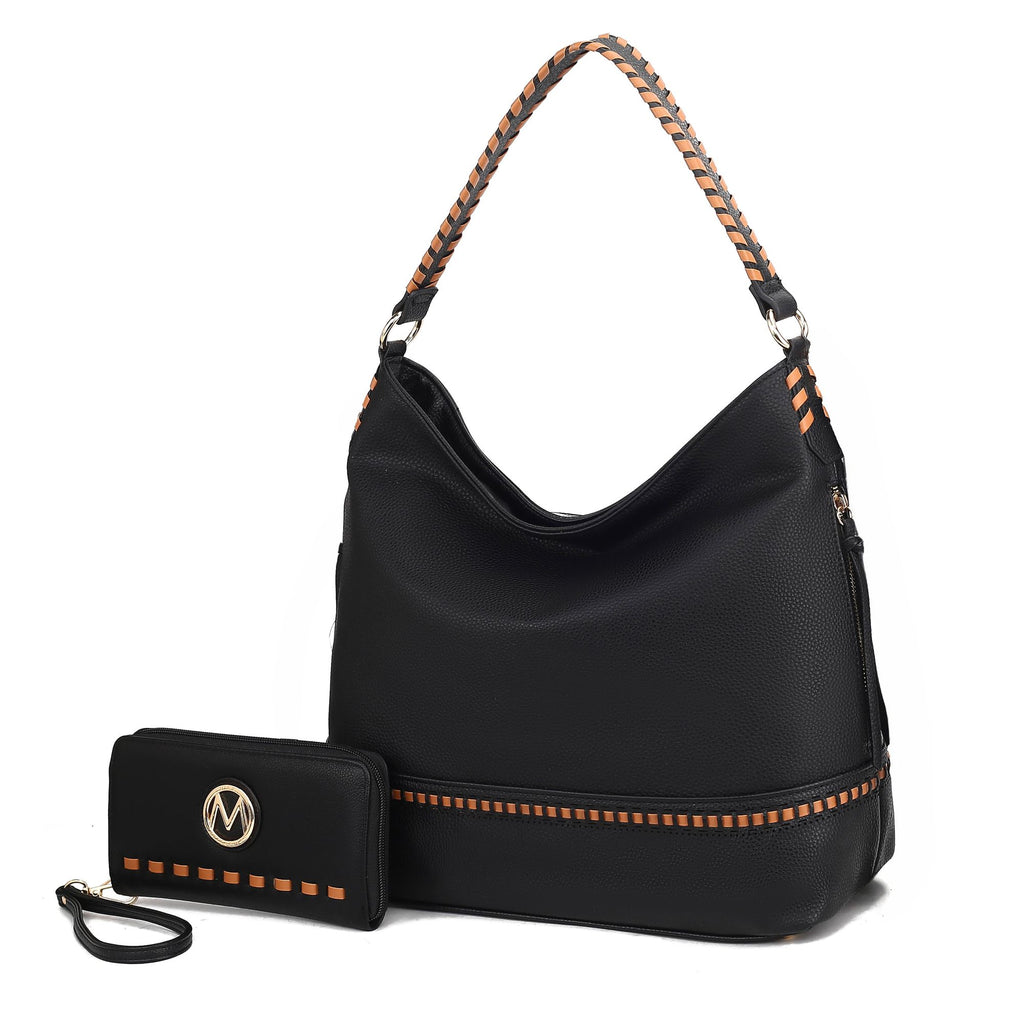 MKF Collection Blake Vegan Leather Women's Hobo Shoulder bag with Wallet by Mia K- 2 PCS