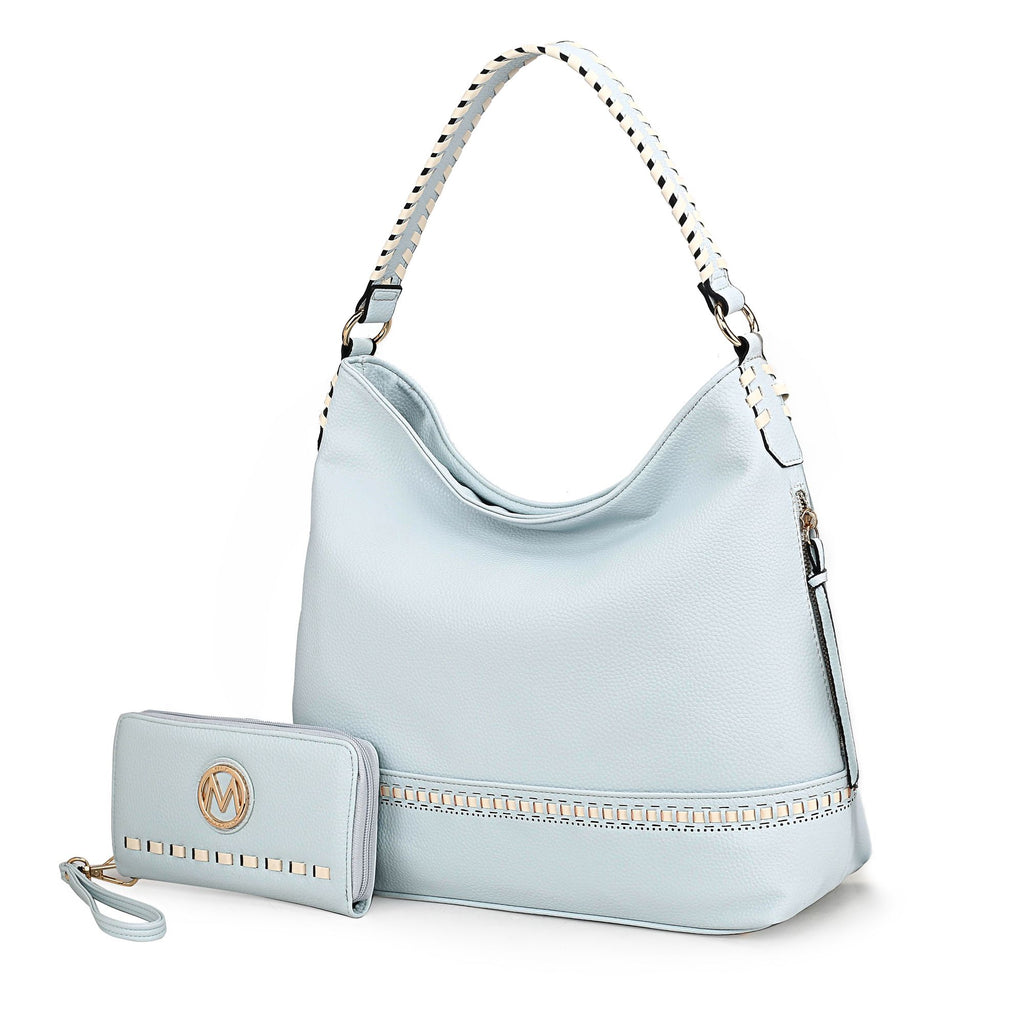 MKF Collection Blake Vegan Leather Women's Hobo Shoulder bag with Wallet by Mia K- 2 PCS