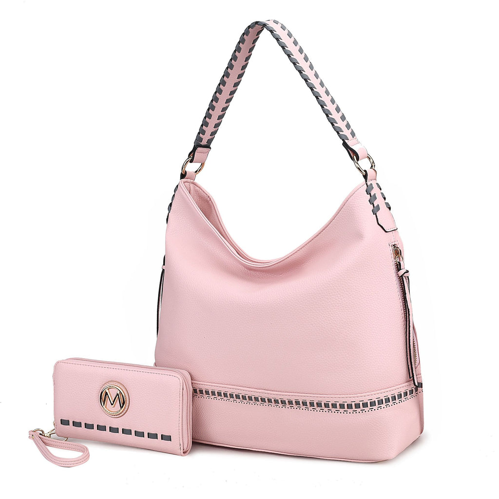 MKF Collection Blake Vegan Leather Women's Hobo Shoulder bag with Wallet by Mia K- 2 PCS