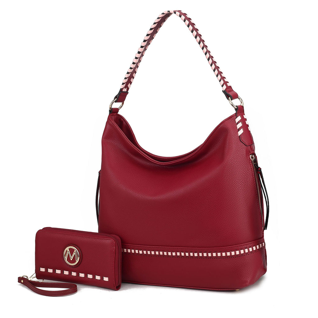 MKF Collection Blake Vegan Leather Women's Hobo Shoulder bag with Wallet by Mia K- 2 PCS
