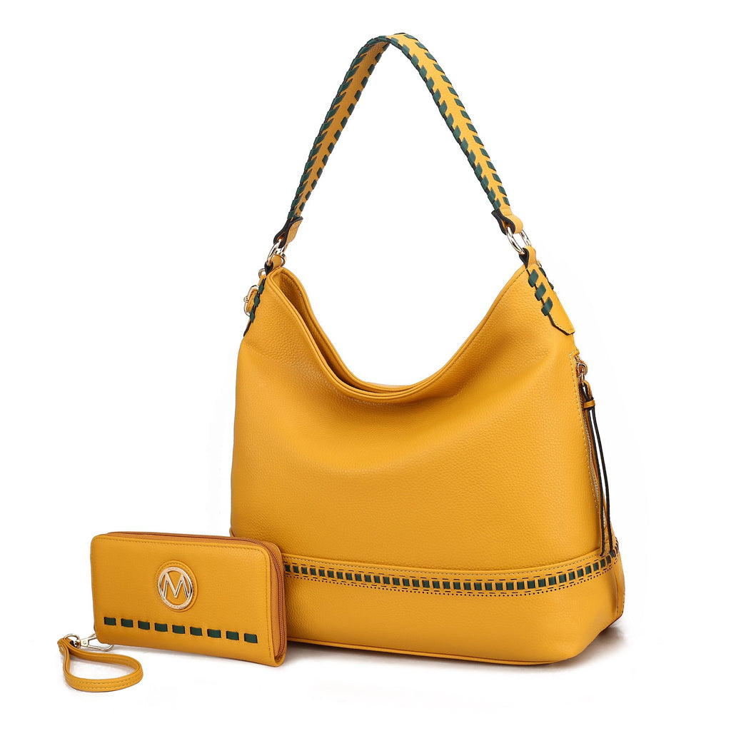MKF Collection Blake Vegan Leather Women's Hobo Shoulder bag with Wallet by Mia K- 2 PCS