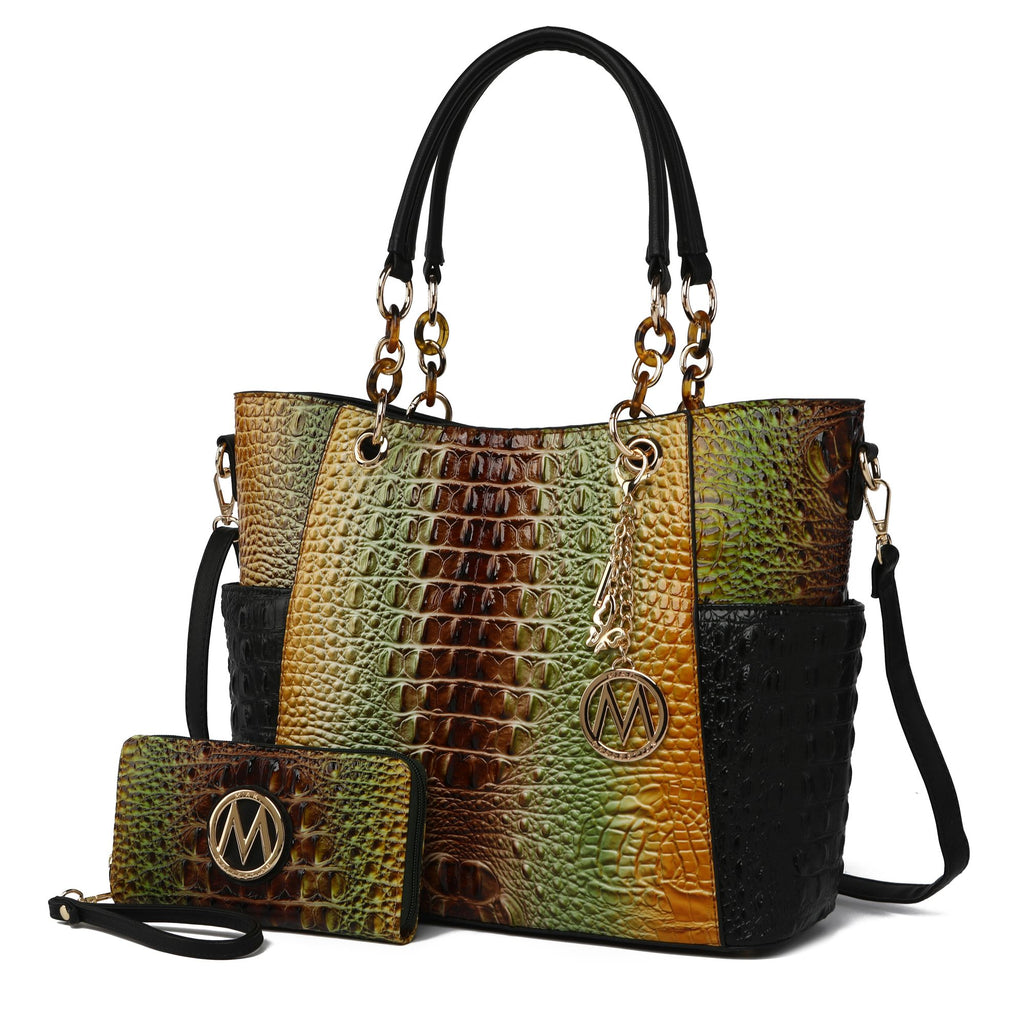 MKF Collection Bonita Crocodile Embossed Tote handbag with Wallet by Mia K