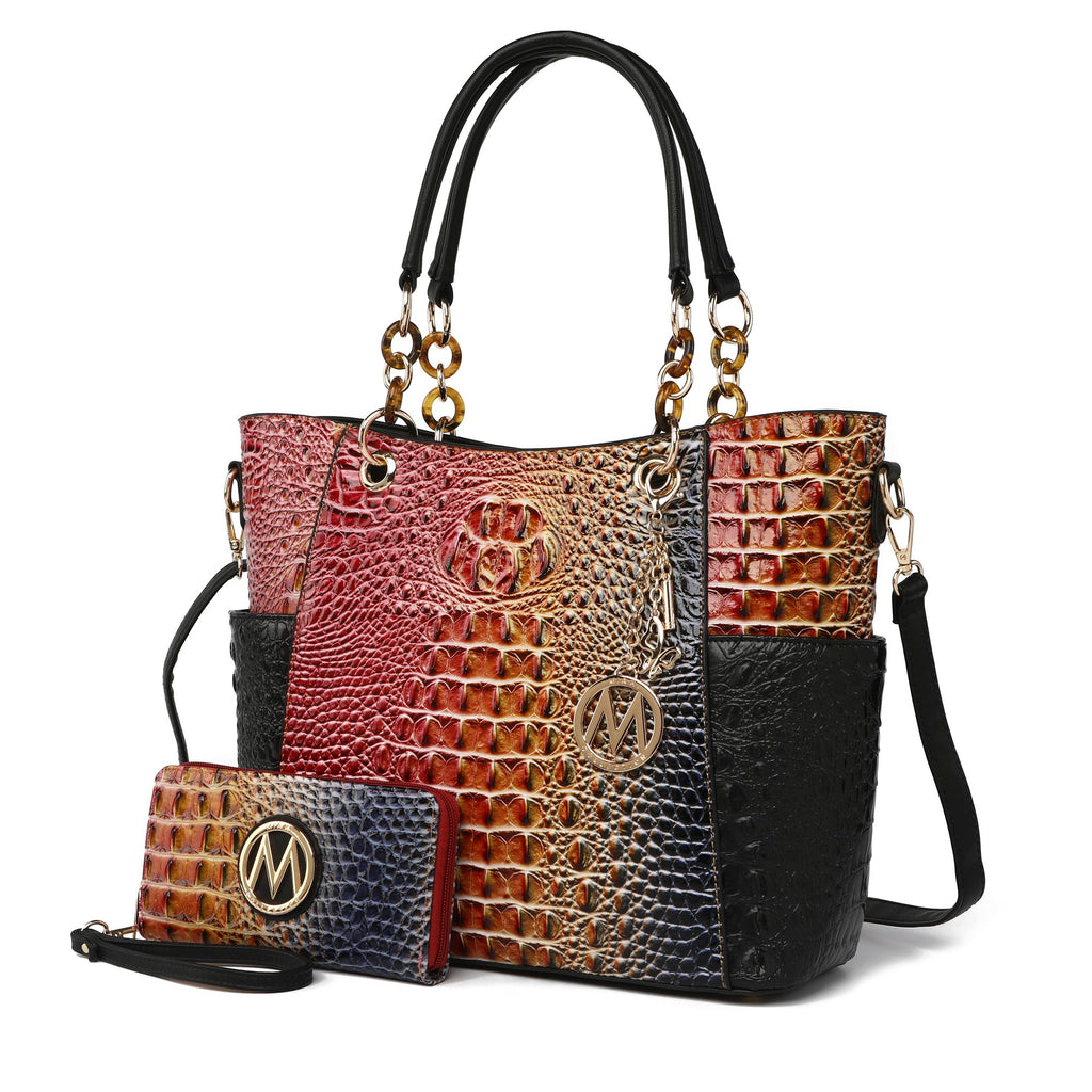 MKF Collection Bonita Crocodile Embossed Tote handbag with Wallet by Mia K