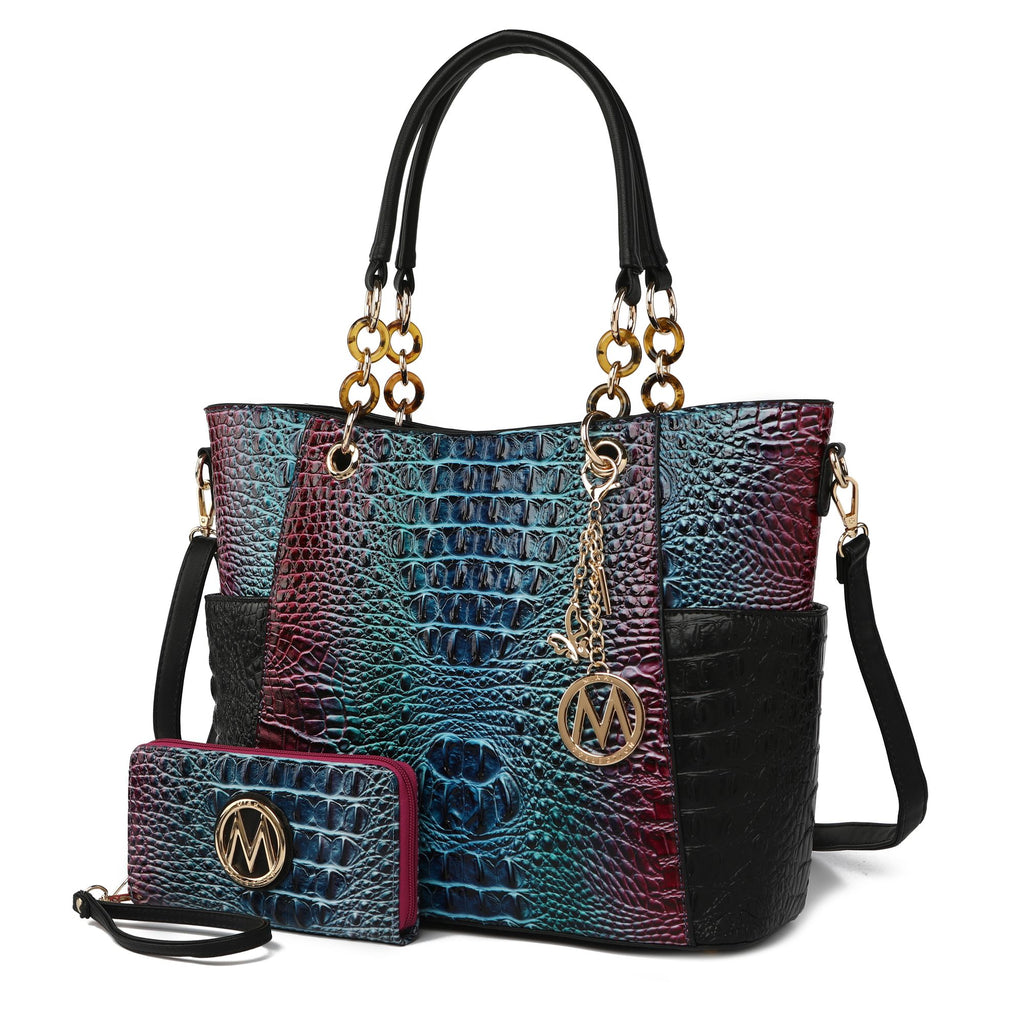 MKF Collection Bonita Crocodile Embossed Tote handbag with Wallet by Mia K