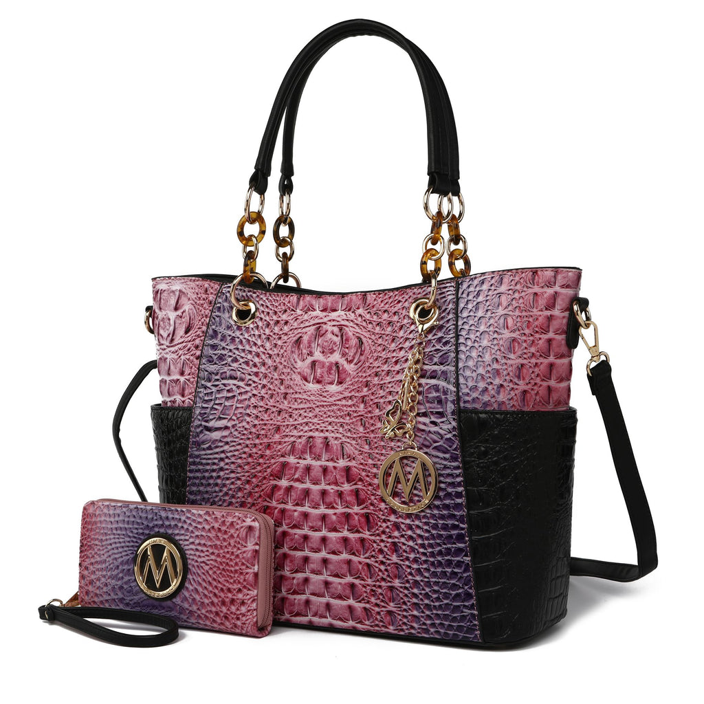 MKF Collection Bonita Crocodile Embossed Tote handbag with Wallet by Mia K