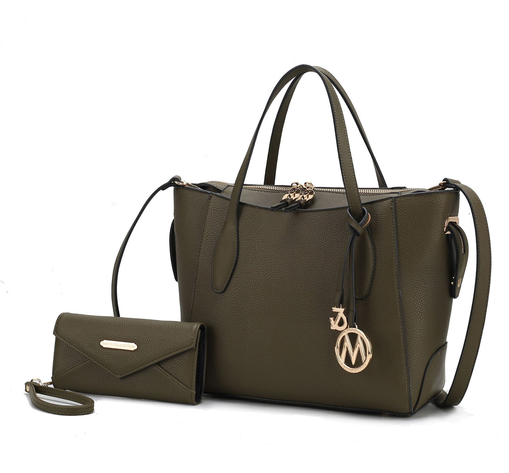 MKF Collection Bruna Vegan Leather Women's Tote Bag with Wallet – 2 pieces by Mia k