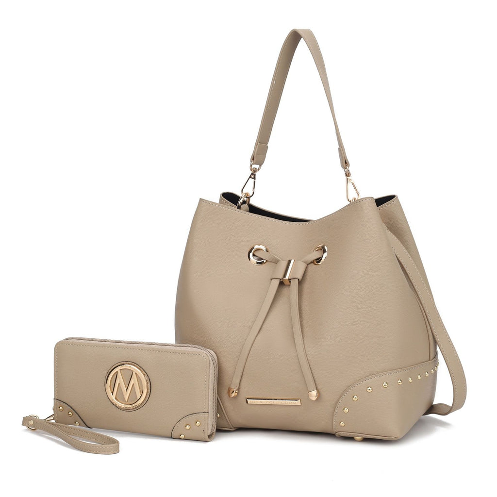 MKF Collection Callie Solid Bucket Bag with Matching Wallet by Mia K