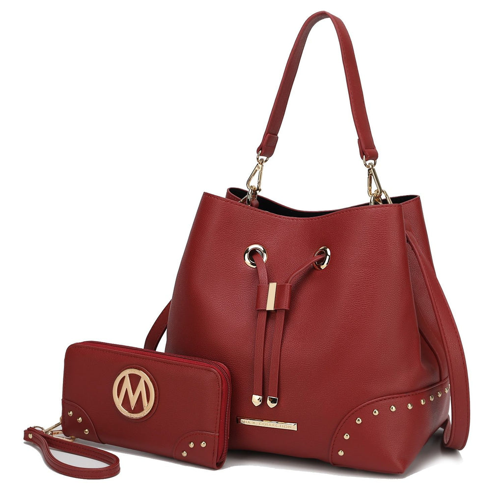 MKF Collection Callie Solid Bucket Bag with Matching Wallet by Mia K