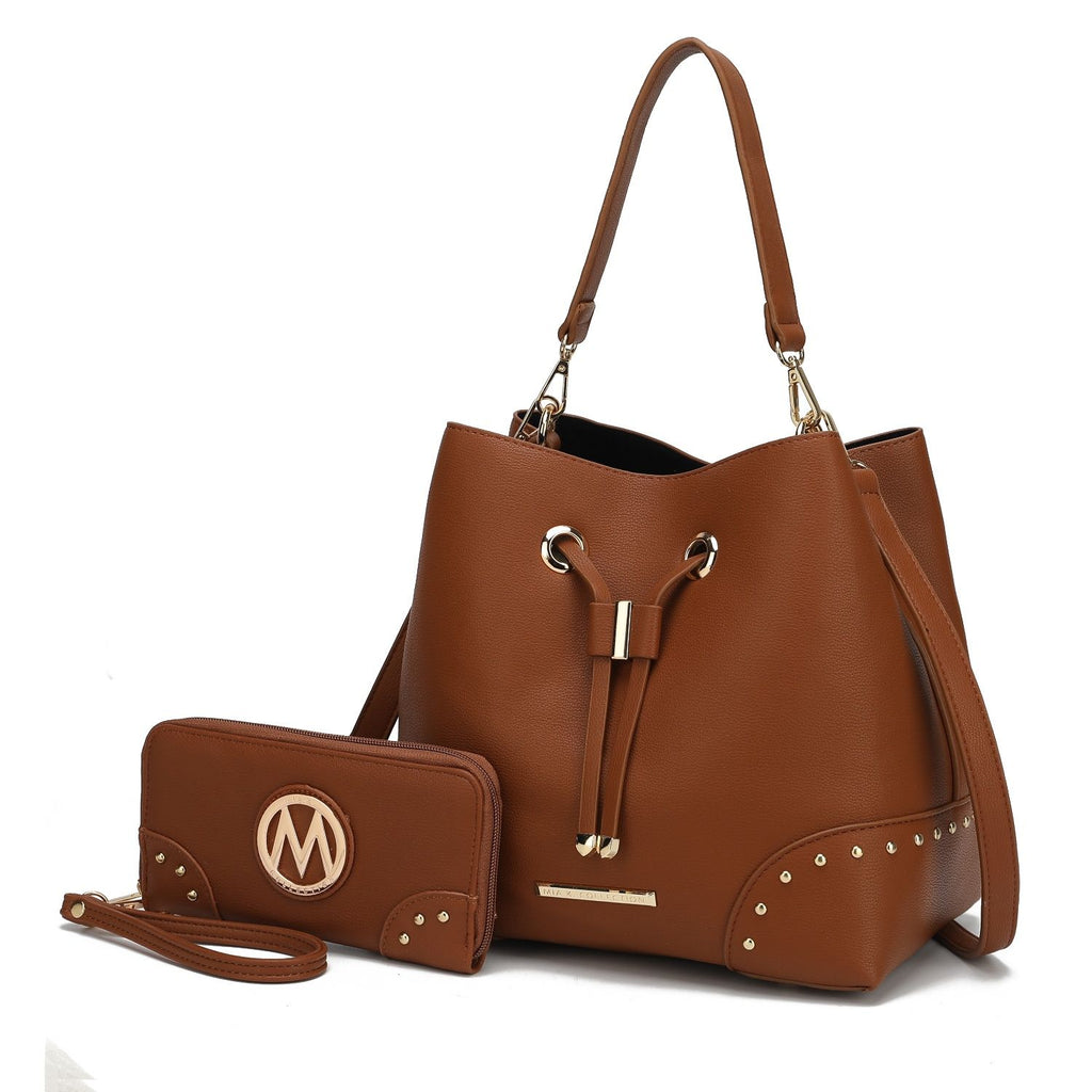 MKF Collection Callie Solid Bucket Bag with Matching Wallet by Mia K