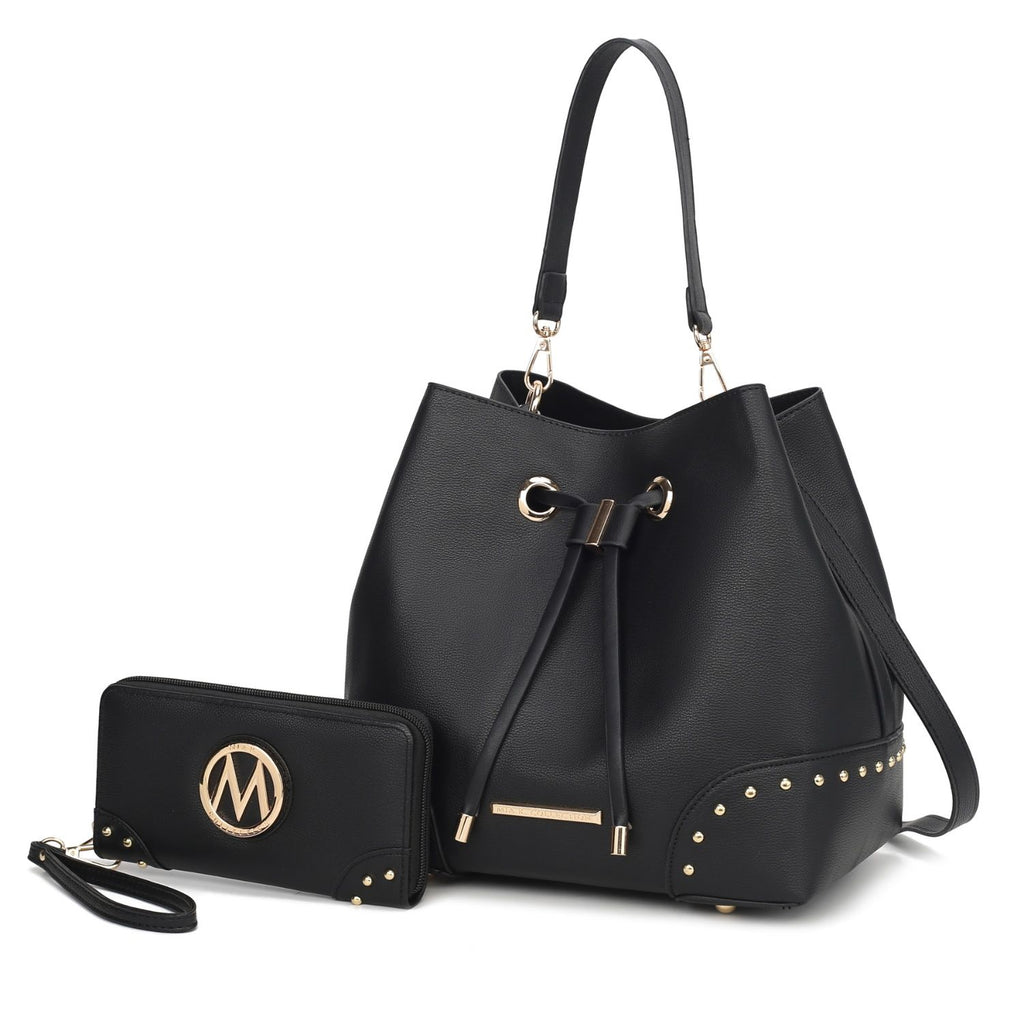MKF Collection Callie Solid Bucket Bag with Matching Wallet by Mia K