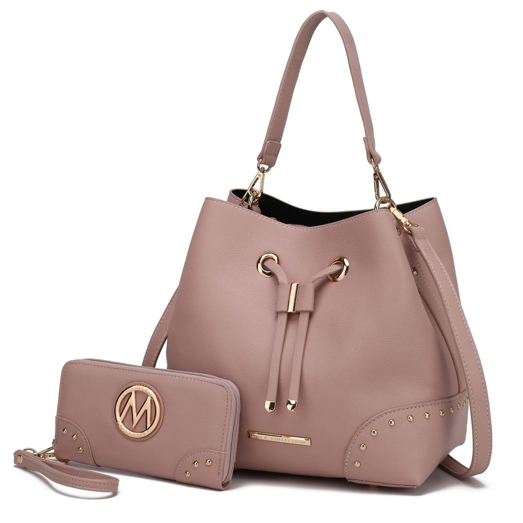 MKF Collection Callie Solid Bucket Bag with Matching Wallet by Mia K