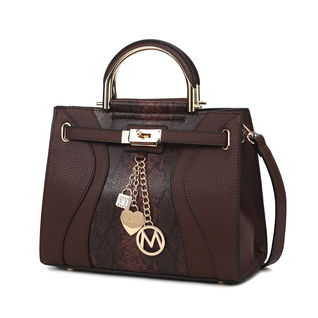 MKF Collection Cassia Snake embossed Vegan Leather Women Satchel Bag by Mia K